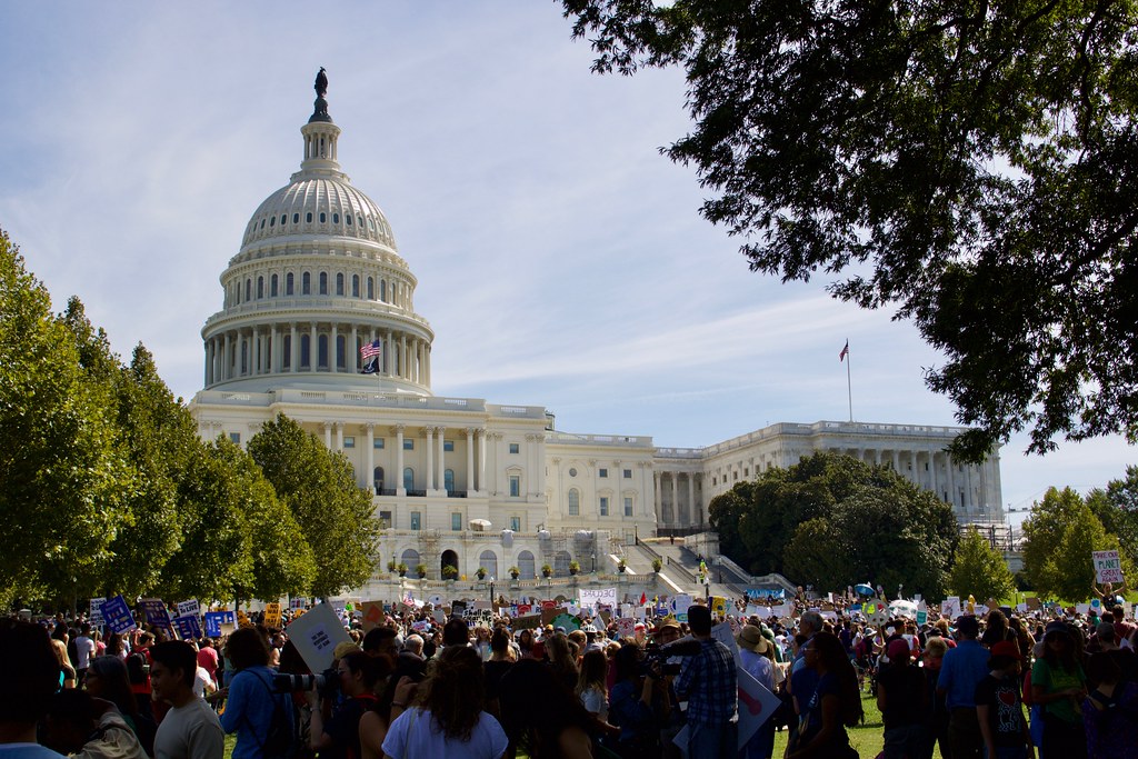 Protestors outside the US Capitol